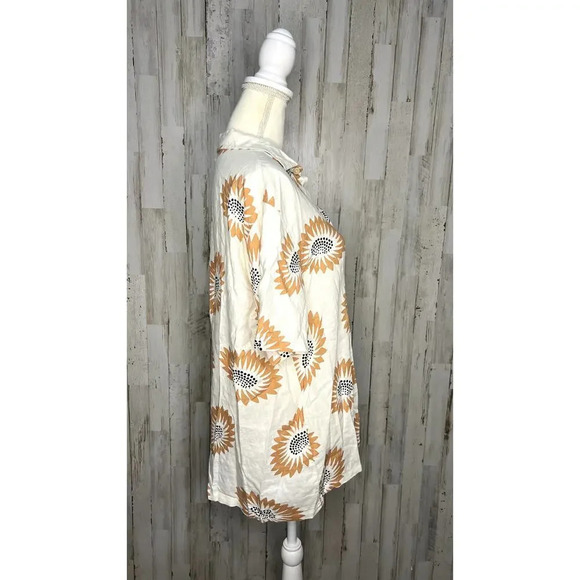 NWT Folk Mens Short Sleeve Sunflower Print Button-Up Shirt Size Small Multicolor - Picture 6 of 6